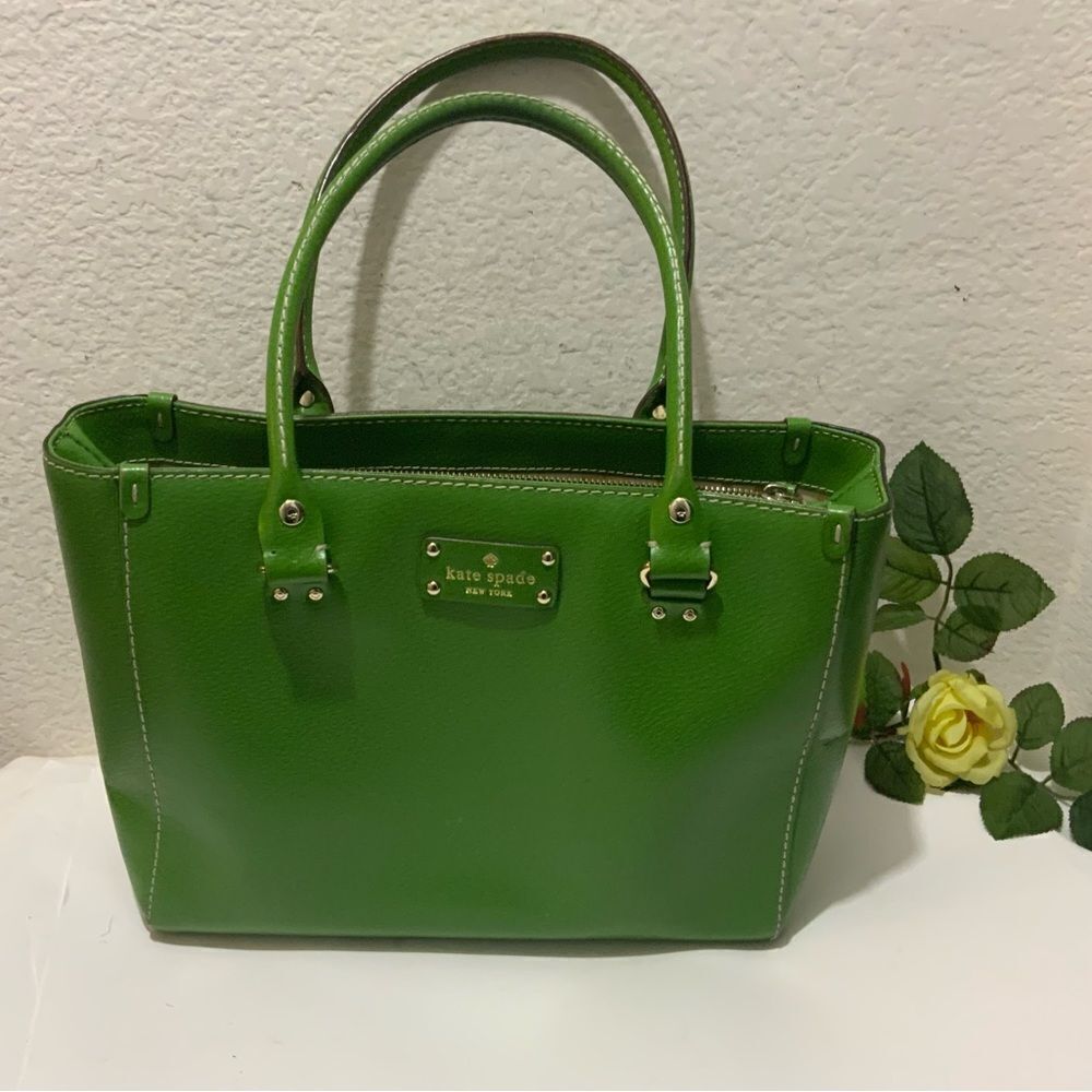 KATE SPADE Wellesley Quinn Emerald Green Leather Satchel Handbag